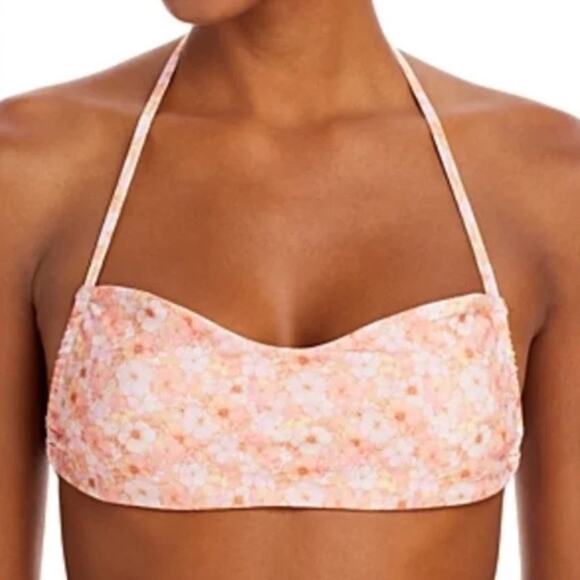 NWT MSRP$88 Peixoto CORAL JASMIN Tyra Floral Halter Bikini Swim Top sz S - Picture 1 of 3